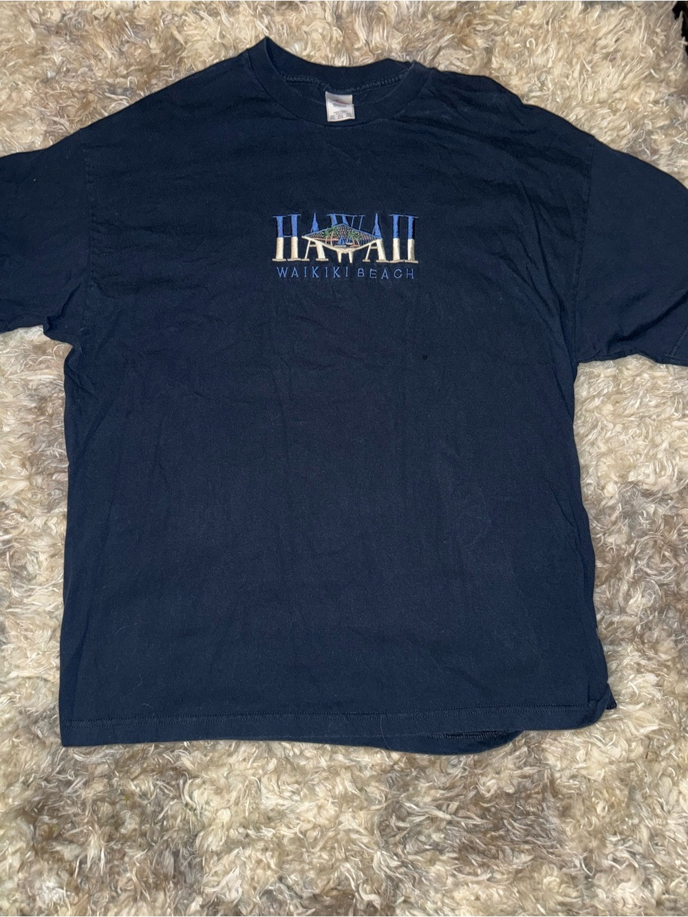 AAA Vintage Hawaii Waikiki Beach Graphic Tee - Navy